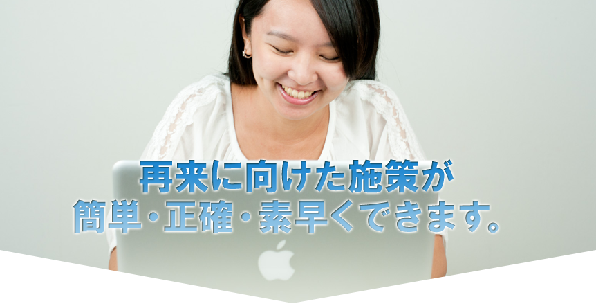再来に向けた施策が簡単・正確・素早くできます。