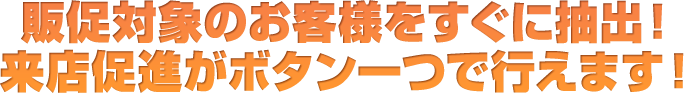 販促対象のお客様をすぐに抽出!来店促進がボタン一つで行えます!